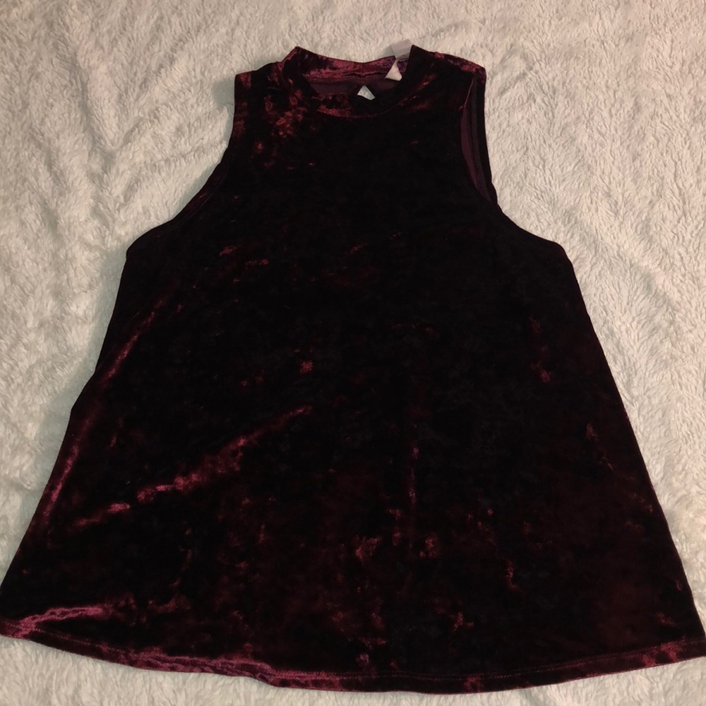 Red velvet, halter top; size medium